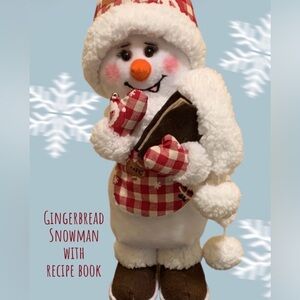Festive Gingerbread Snowman Plush with Red and White Checkered Accents